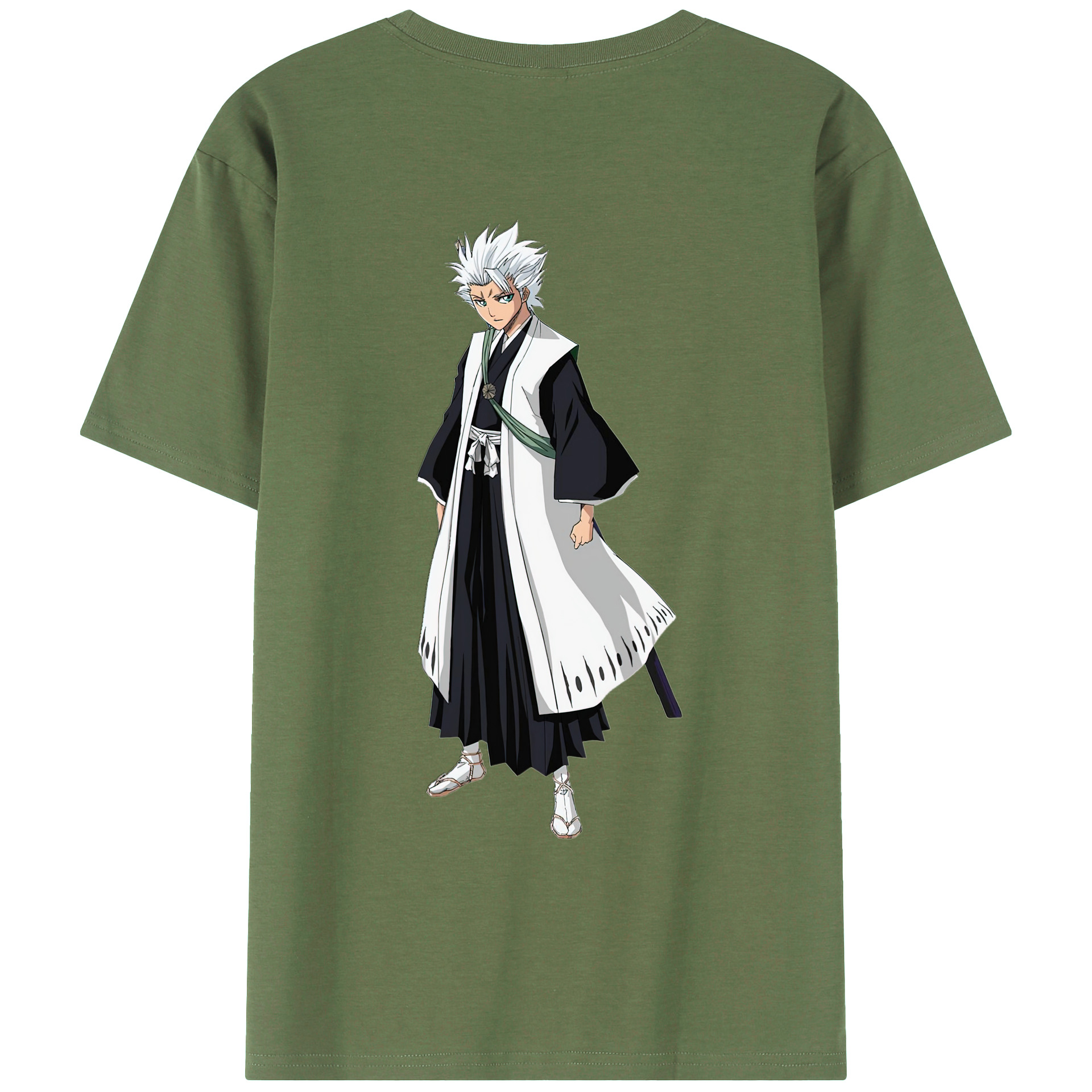 （画像用） ブリーチ 日番谷冬獅郎（ひつがや とうしろう） BLEACH Hitsugaya Toushirou 綿100％ メンズ半袖Tシャツ（バックプリント） 通気性